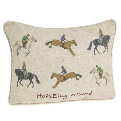 Horseing Around Linen Cushion 30 cm X 40 Cm