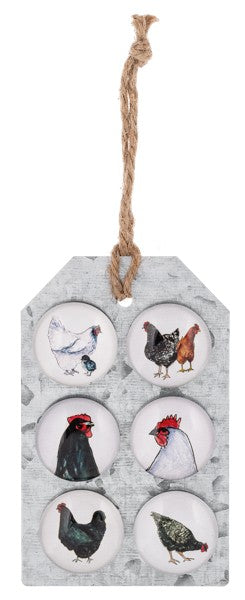Watercolour Rooster Magnet Set of 6
