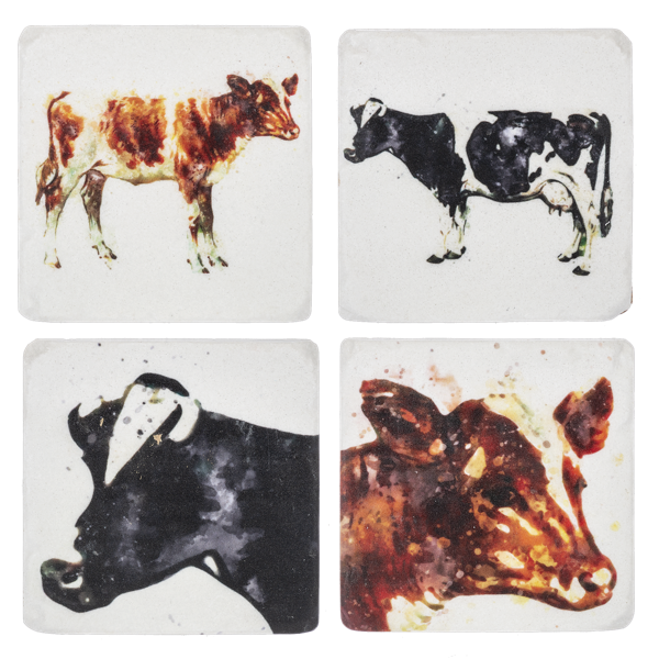 Watercolour Resin Cow Coasters - Set of 4