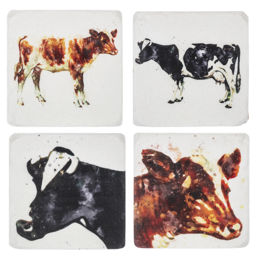 Watercolour Resin Cow Coasters - Set of 4