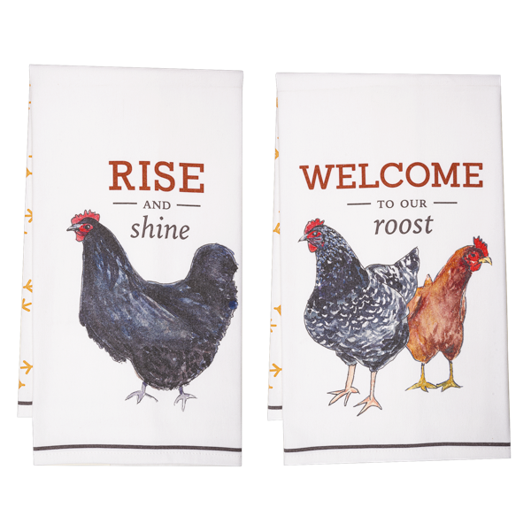 Woven Rooster Tea Towels - Set of 2