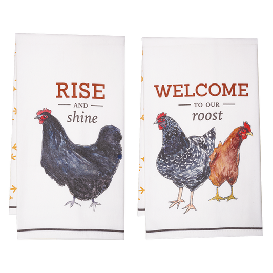 Woven Rooster Tea Towels - Set of 2