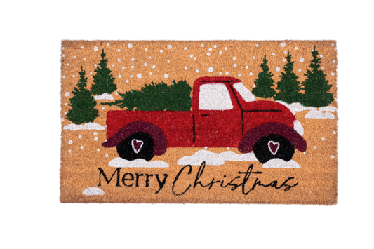 Merry Christmas with Truck Doormat