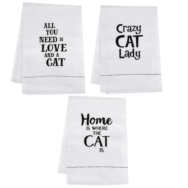 Cat Themed Kitchen Towels - Set of 3