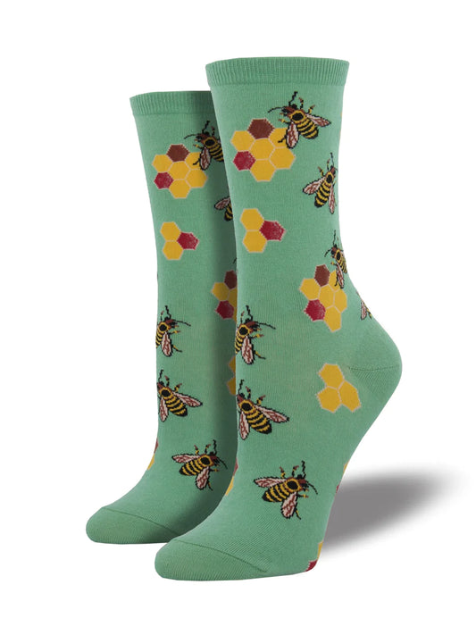 Ladies Crew Socks - "Busy Bees"