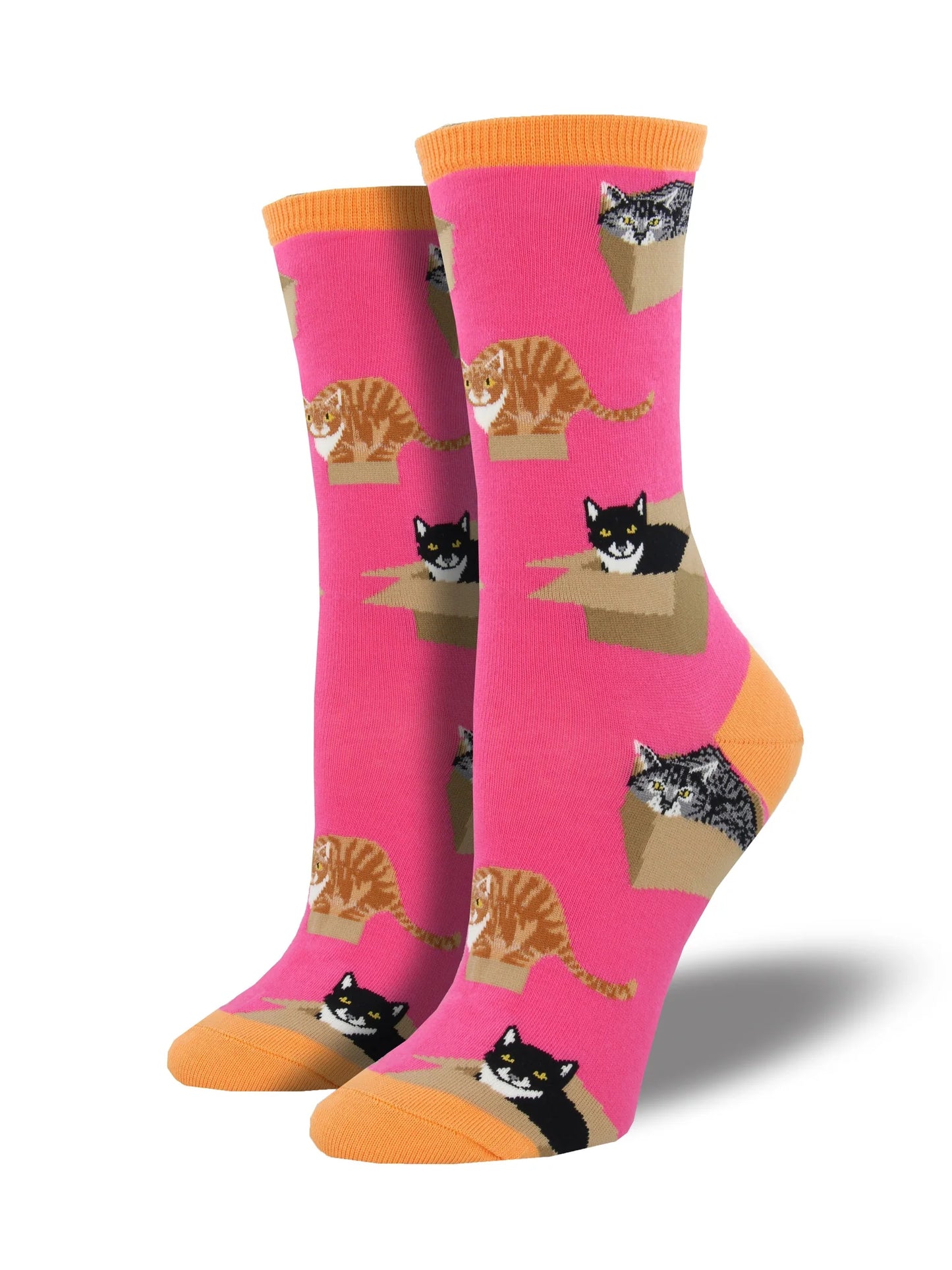 Ladies Crew Socks - "Cat in a Box"