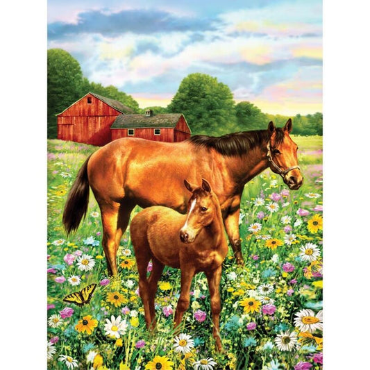 Paint-by-Number 9" x 12" - Mare & Foal in Field