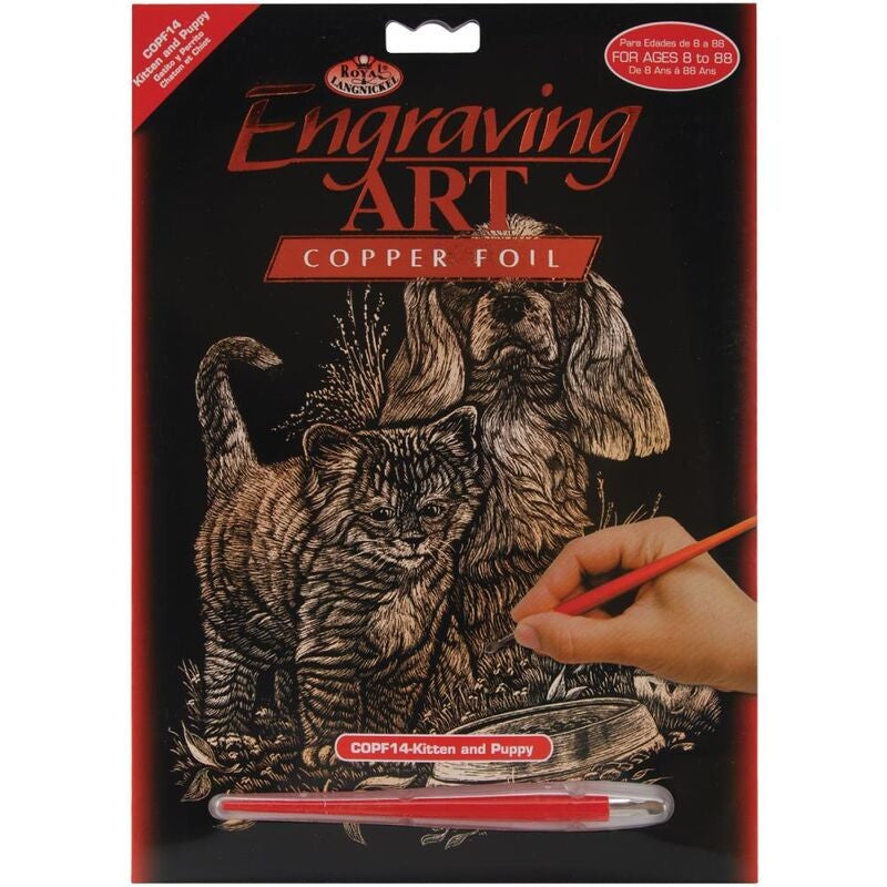 Copper Foil Engraving Kit 8" x 10" - Kitten & Puppy