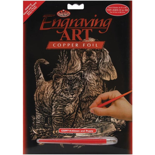 Copper Foil Engraving Kit 8" x 10" - Kitten & Puppy