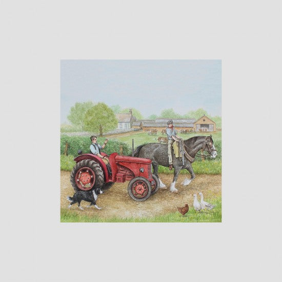 GS Red Tractor on Farm Card