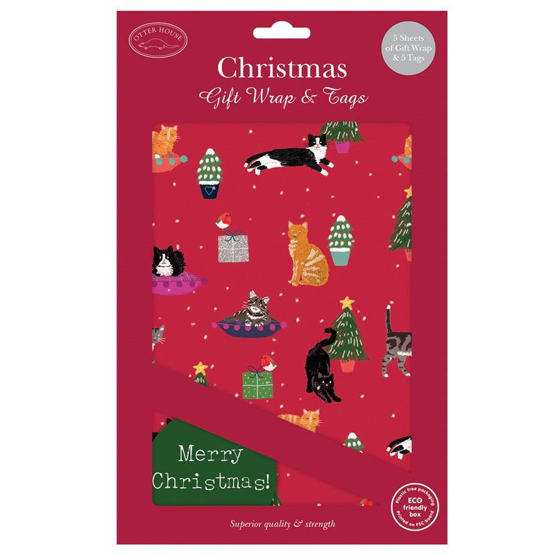 Christmas Gift Wrap & Tags - Christmas Kitty Cats