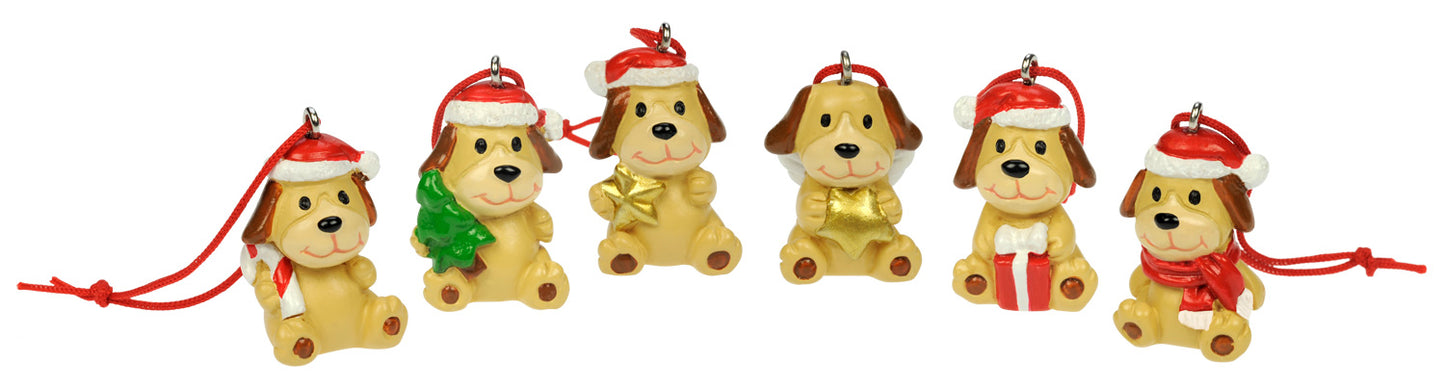 Resin Dog Ornaments - Set of 6