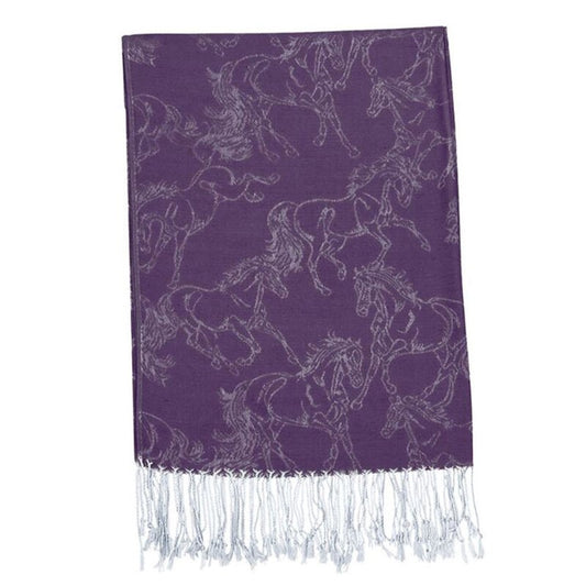 Horse Print Pashmina - Purple