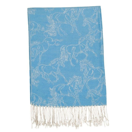 Horse Print - Pashmina - Blue