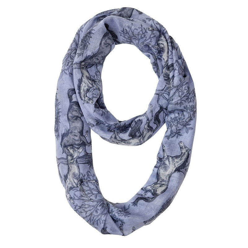 "Lila" Blue Toile Infinity Scarf