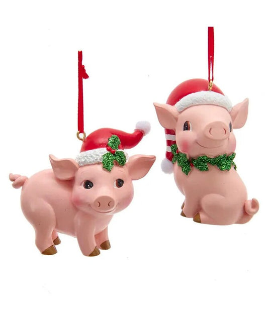 2" Resin Pig Ornaments - Set of 2