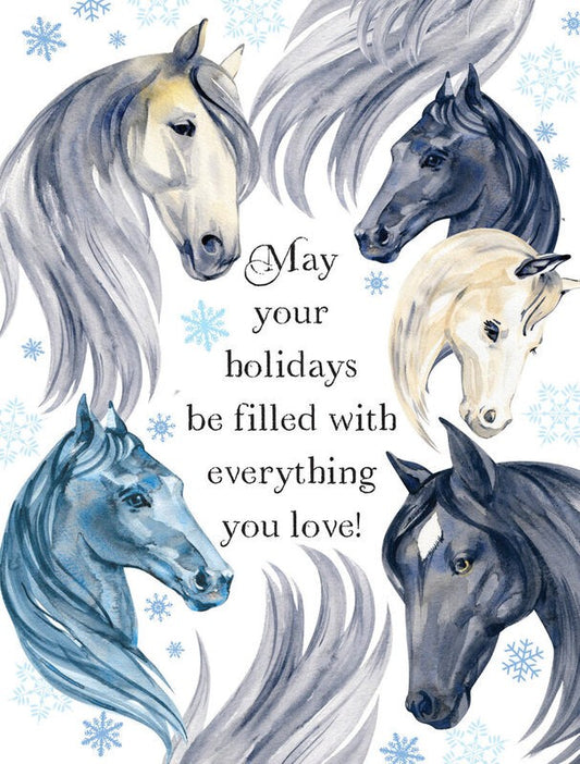 HHP Boxed XMAS Cards - Blue Horses/Everything