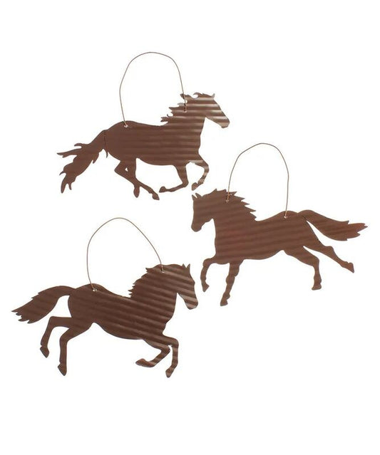 KA Corrugated Horse Ornaments - Set of 3