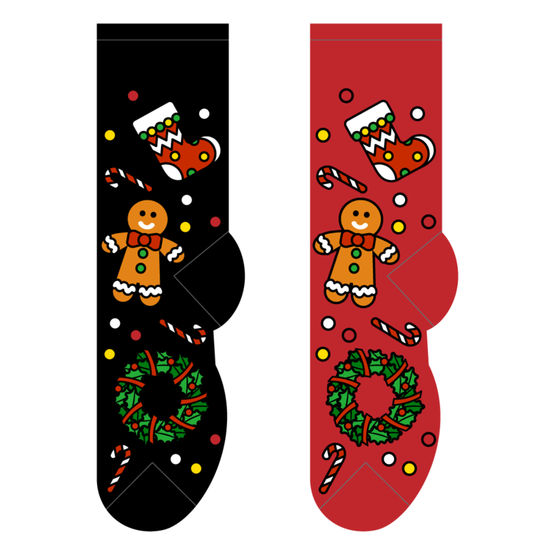 Foozys Crew Socks - Gingerbread & Wreath