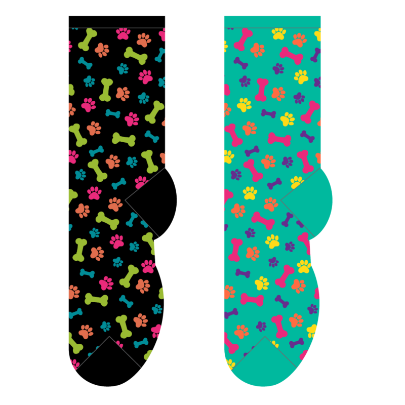 Foozys Crew Socks - Bones & Pawprints