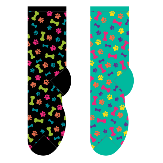 Foozys Crew Socks - Bones & Pawprints