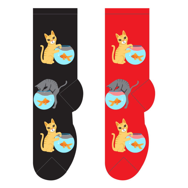 Foozys Crew Socks - Cat & Fish Bowl