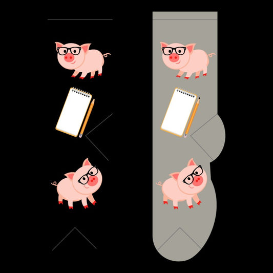 Foozys Crew Socks - Professor Pig