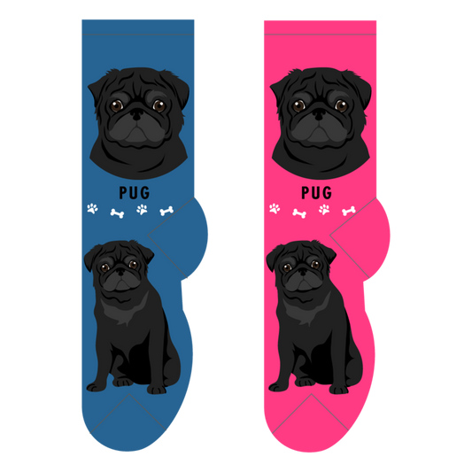 Foozys Crew Socks - Black Pug