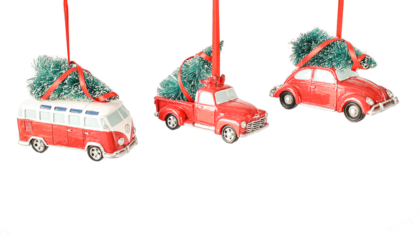 Retro Car, Truck, Van Ornaments - Set of 3