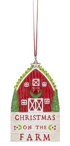 Christmas On The Farm Barn Ornament